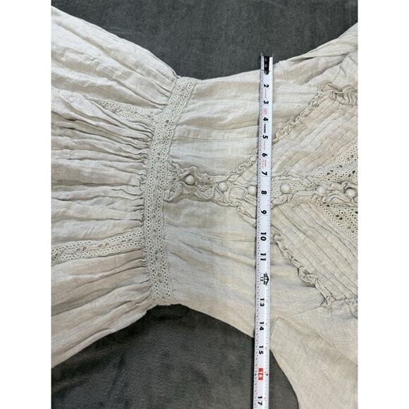 Linennaive Mary 18 Cream White Victorian Prairie Linen Dress XS Cottagecore - Picture 9 of 13